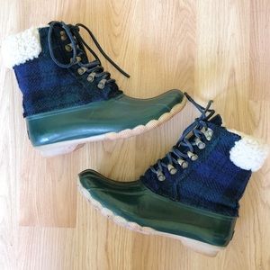 Sperry for J. Crew Flannel Shearwater Boots Size 7